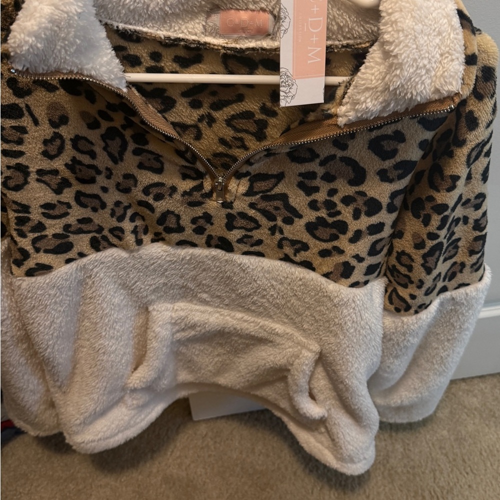 Leopard Print Sherpa Pullover
